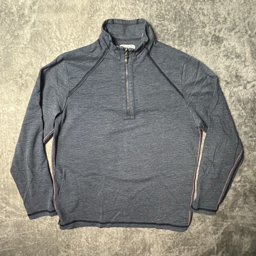 Tommy Bahama Jeans Medium 1/4 Zip Long Sleeve Pullover Casual Size Blue
